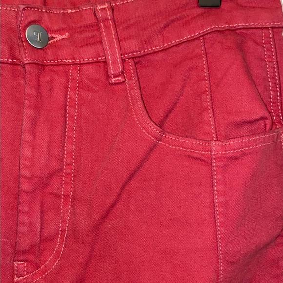 Pilcro The Kenna garment -dyed barrel leg jeans in red - 29P - Picture 2 of 7